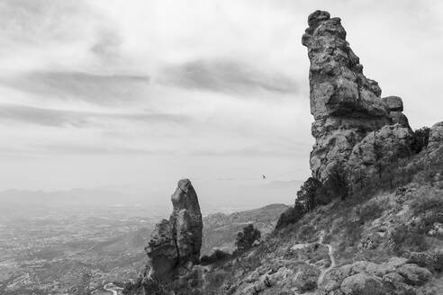 One person poses balancing in the middle of a highline in Los Frailes - CAVF84927