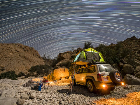Camping out under the stars in the Sultanate of Oman, Middle East stock photo