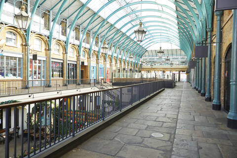 UK, England, London, Empty market in Covent Garden stock photo