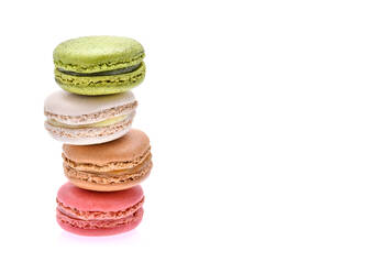 Close-Up Of Colorful Macaroons Against White Background - EYF05765