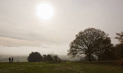 Couple at the viewpoint at Newlands corner in Surrey / UK - CAVF85298