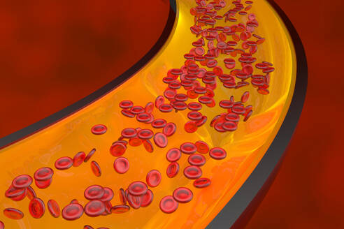 Dreidimensionale Darstellung von fließenden roten Blutkörperchen - SPCF00680