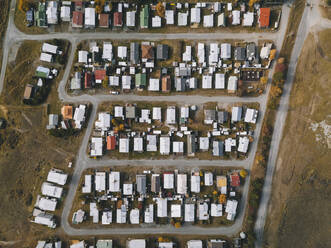 Aerial view of Lake Clearwater, small village at the Southern Alps, NZ - CAVF85399