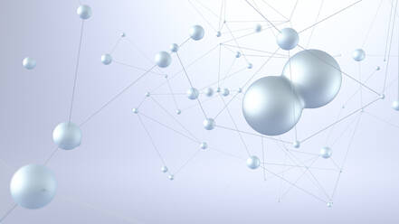Three dimensional render of white interconnected spheres - AHUF00602