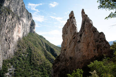 Spires in the mountains of Potrero Chico, rock climbing landscape - CAVF85523