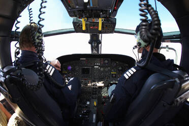 Wide angle view of helicopter cockpit - CAVF85628