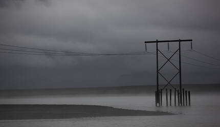 Pylons supporting power lines over the Skeiðarársandur sander area - CAVF85699