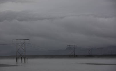 Pylons supporting power lines over the Skeiðarársandur sander area - CAVF85700