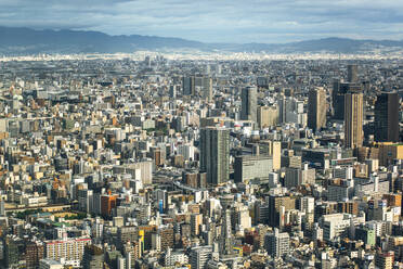 Japan, Osaka Prefecture, Osaka, Aerial view of densely populated city - EHF00352