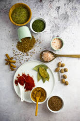 Bowls of assorted seeds and spices - GIOF08453