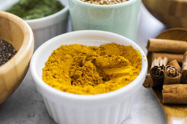 Bowl of curry powder and spices - GIOF08463