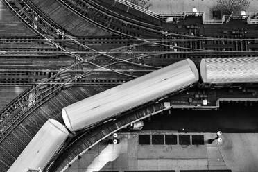 High Angle View Of Train On Railroad Tracks - EYF07512