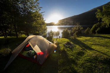 Camping at the Chilean lake district, Pucon, Chile - CAVF86113