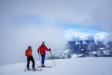 Men during ski tour, Hochkoenig mountain, Salzburger Land, Austria - HAMF00644