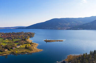 Germany, Bavaria, Drone view of Tegernsee lake - LHF00799