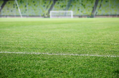 Nahaufnahme eines Fußballfeldes, lizenzfreies Stockfoto