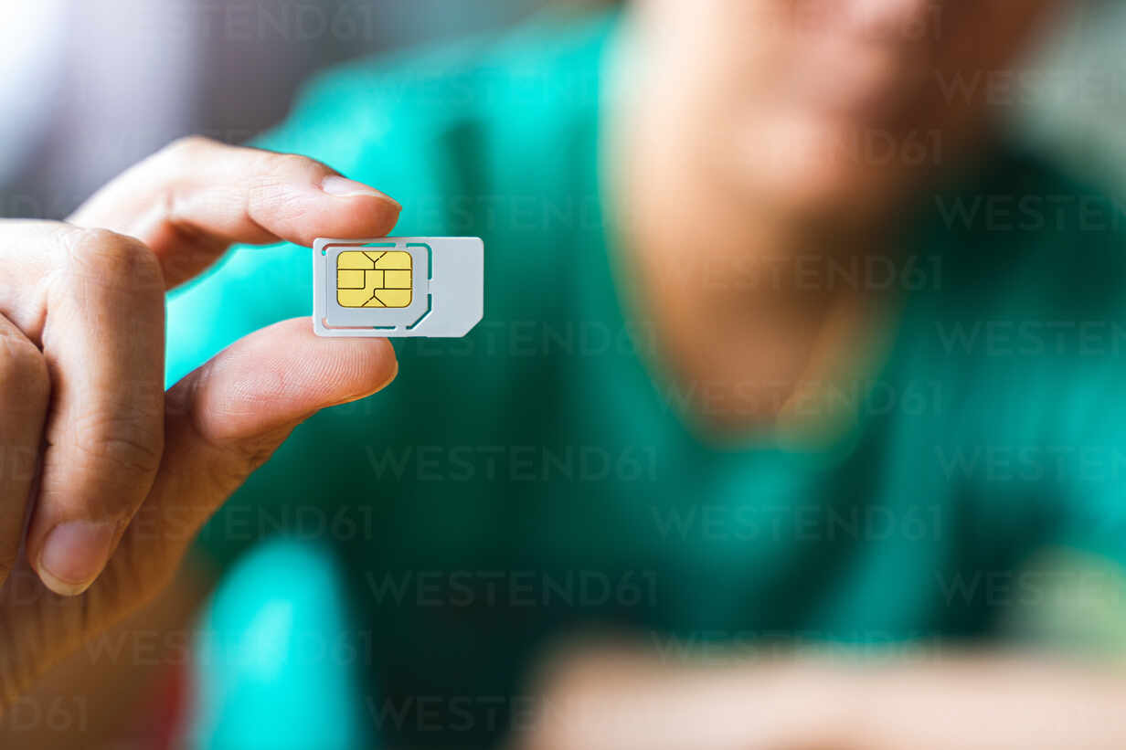 Close up of a AT&T Sim card on a carrying card, USA Stock Photo - Alamy