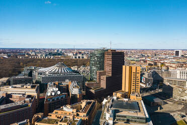 Germany, Berlin, Aerial view of office buildings in Potsdamer Platz - TAMF02361