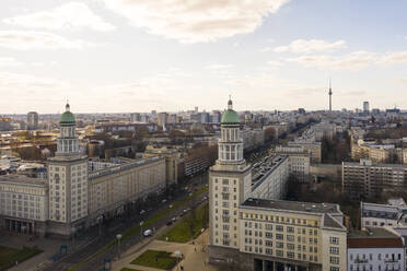 Germany, Berlin, Aerial view of Frankfurter Tor square - TAMF02402