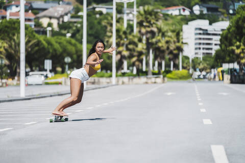 Female skateboarder stock photo