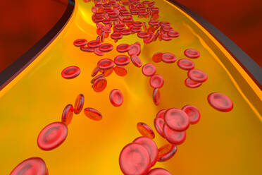 Dreidimensionale Darstellung von fließenden roten Blutkörperchen - SPCF00709