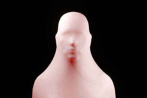 Three dimensional render of human head wrapped in plastic foil - SPCF00712
