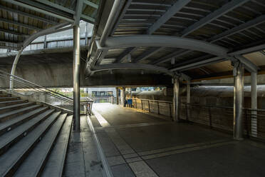 Empty walkway at Chong Nonsi Station in Bangkok's CBD area - CAVF86730