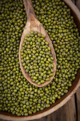 Bowl of green organic mung beans - LVF08973