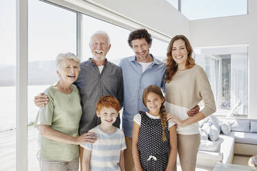 Portrait of happy multi-generation family in luxury villa - RORF02268