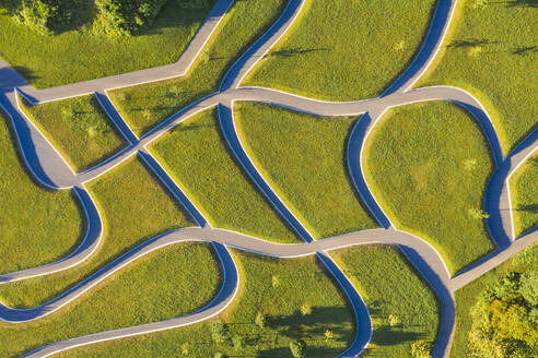 Germany, Baden-Wurttemberg, Stuttgart, Aerial view on intersecting footpaths in Killesbergpark - WDF06123