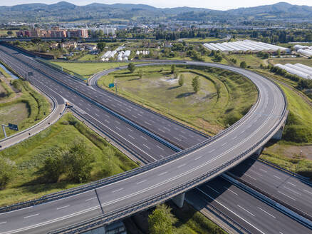 Aerial view of empty motorway junction in Florence, Italy during the Corona virus crisis. - CUF55723