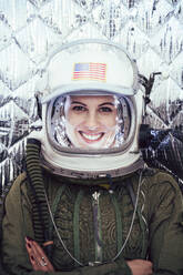 Girl wearing old space helmet - ADSF00390