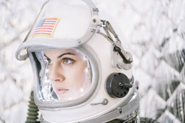 Girl Wearing Old Space Helmet - ADSF00393