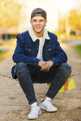 Portrait of a young male outdoors wearing casual attire - ADSF00401