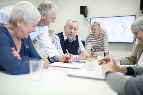 Senior citizens attending public health course stock photo