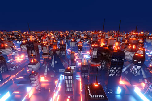 Three dimensional render of futuristic city at night - SPCF00733