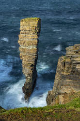 North Gaulton Castle sea stack on the wild west coast of Orkney, Scotland, United Kingdom, Europe - RHPLF15619