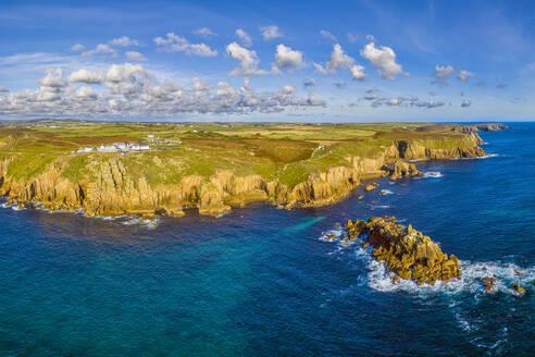 Luftaufnahme von Land's End, Halbinsel Penwith, westlichster Punkt des englischen Festlands, Cornwall, England, Vereinigtes Königreich, Europa - RHPLF15835