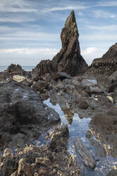 Sea stack on the rugged South Hams coastline near Hope Cove, Devon, England, United Kingdom, Europe - RHPLF15848