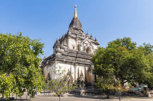 Myanmar, Region Mandalay, Bagan, Bäume vor dem Manuha-Tempel - RUNF03862