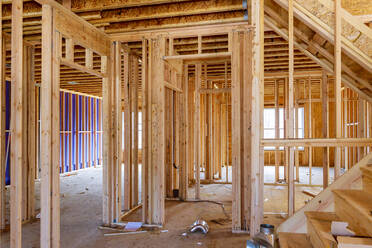 Framing beam of new house under construction home framing - CAVF87377