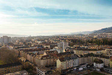 Switzerland, Zurich, Apartment buildings, aerial view - TAMF02627