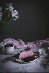 Strawberry tart on table - ADSF04475