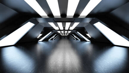 Three dimensional render of futuristic corridor inside spaceship or space station - SPCF00794