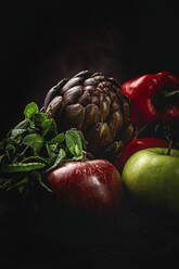 Mix of fresh vegetables on black background - ADSF04872