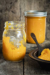 Jars of homemade pumpkin puree - EVGF03628