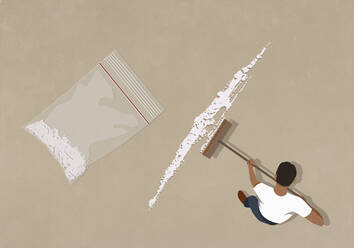 Mann kehrt Kokain mit Besen auf - FSIF04729