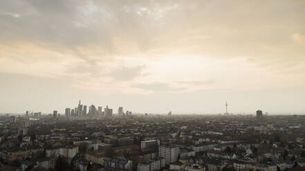 Sunset sky over Frankfurt cityscape, Germany - FSIF04840