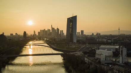 Sunset over Frankfurt cityscape, Germany - FSIF04843