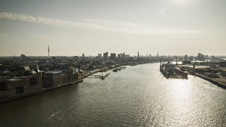 Sunny scenic view Hamburg and Elbe River, Germany - FSIF04890